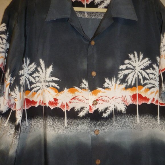 - Summer sale- KENNINGTON LTD men's palm tree-print HAWAIIAN Shirt./ XL - Picture 3 of 9